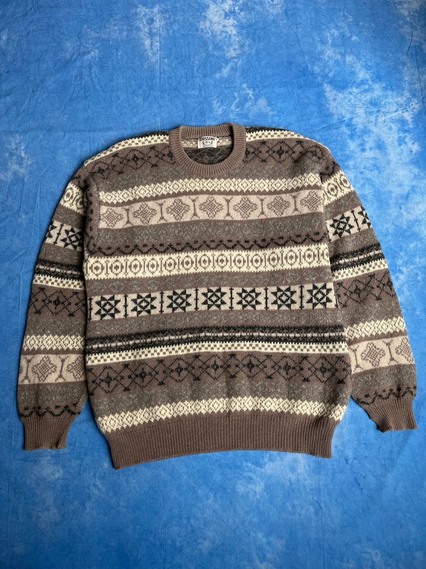 Sweterek Bossini Wełna Szetlandzka 90s L | Piggy Boxer Vintage Shop