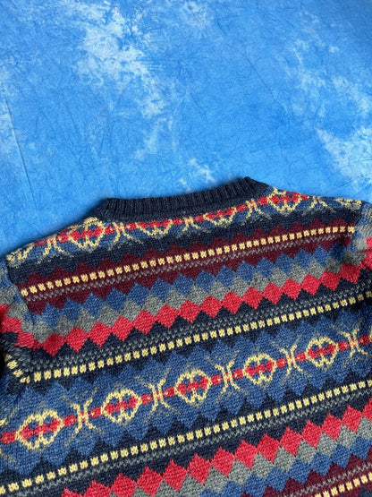 Sweterek Kolorowy Blend Wełniany 90s L | Piggy Boxer Vintage Shop