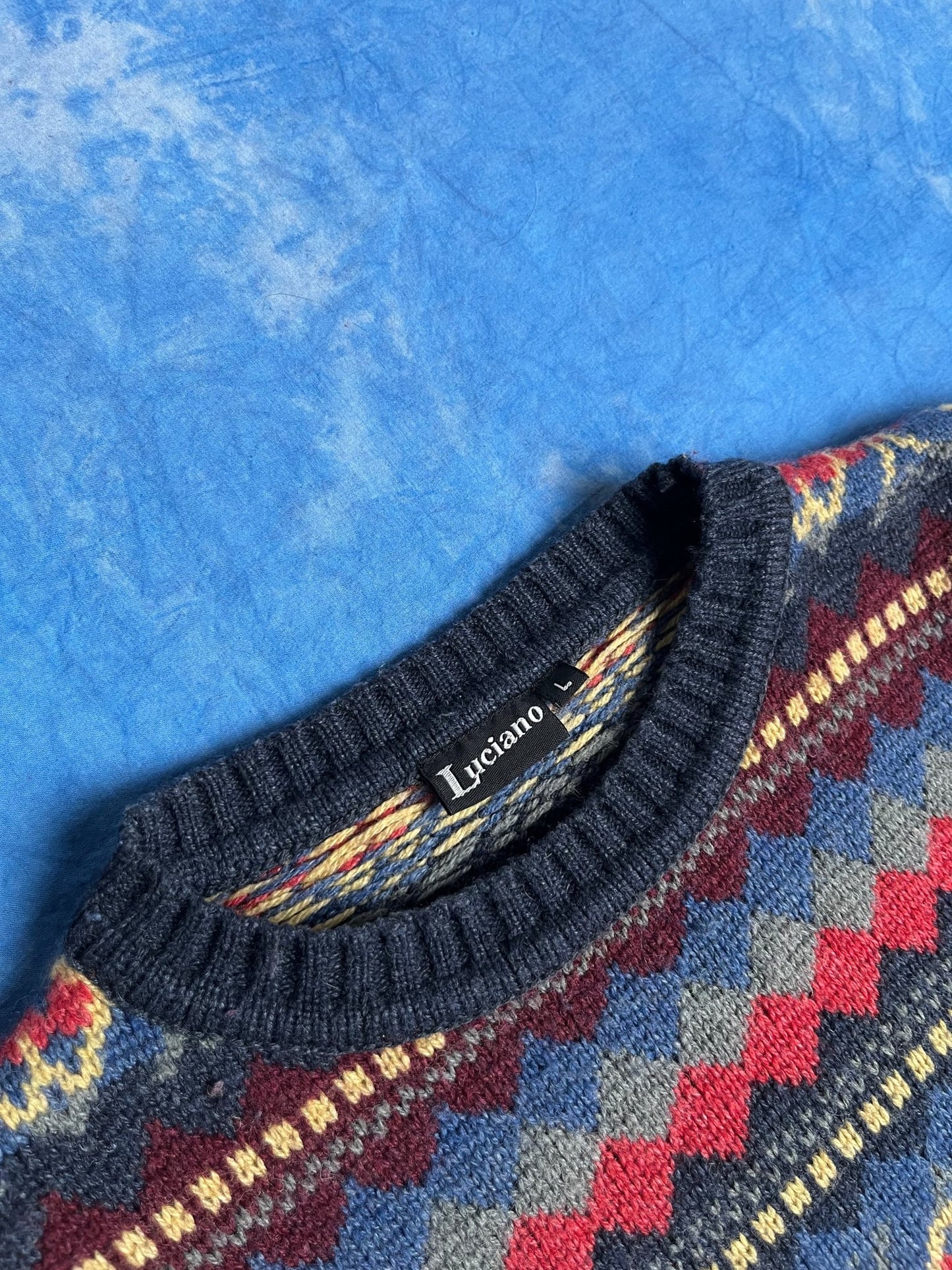 Sweterek Kolorowy Blend Wełniany 90s L | Piggy Boxer Vintage Shop