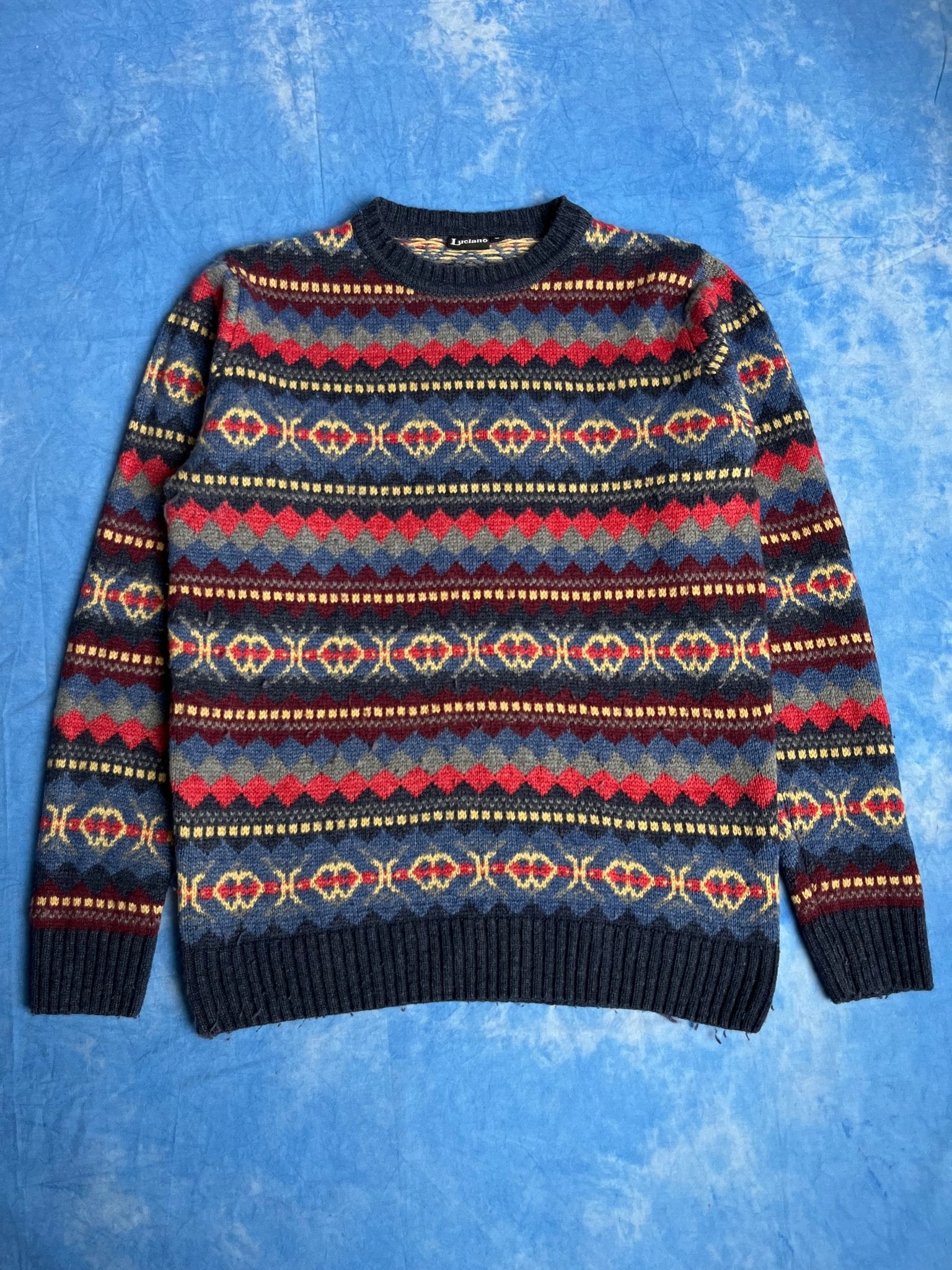 Sweterek Kolorowy Blend Wełniany 90s L | Piggy Boxer Vintage Shop