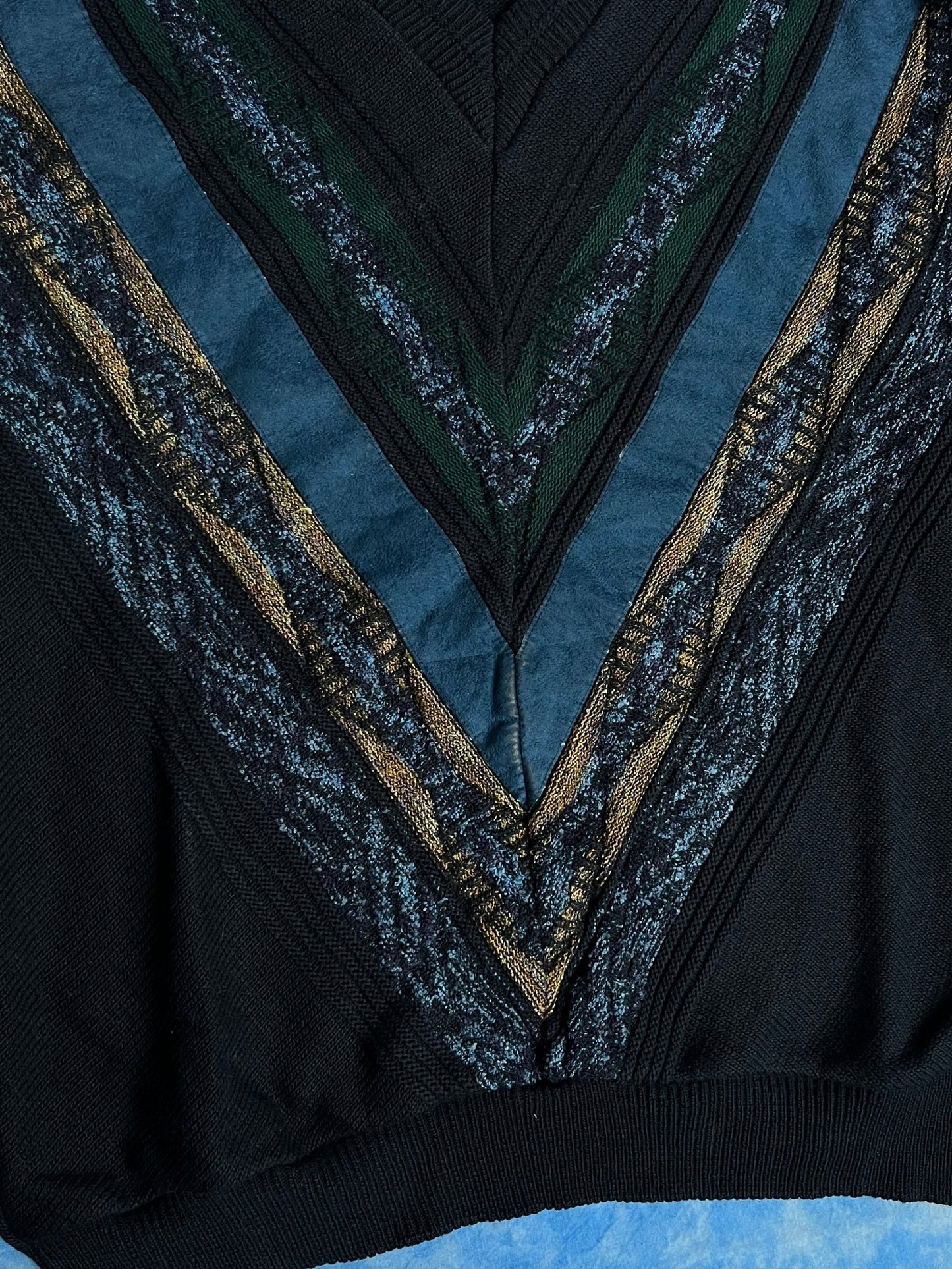 Sweterek Kolorowy V - Neck L 90s | Piggy Boxer Vintage Shop