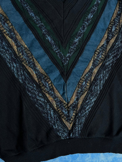 Sweterek Kolorowy V - Neck L 90s | Piggy Boxer Vintage Shop