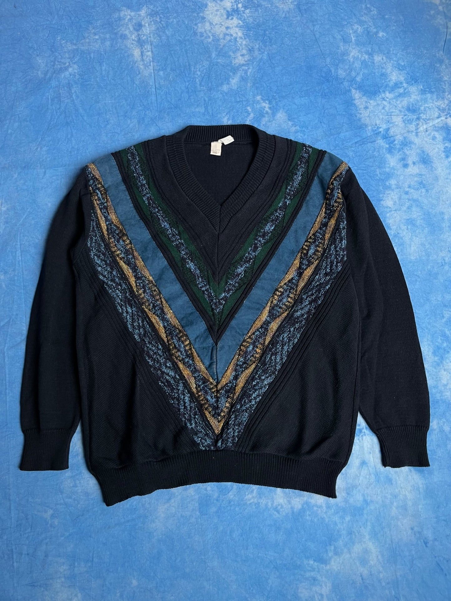 Sweterek Kolorowy V - Neck L 90s | Piggy Boxer Vintage Shop