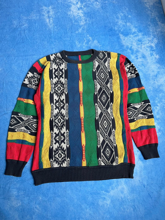 Sweterek Kolorowy Warkocz 90s L | Piggy Boxer Vintage Shop