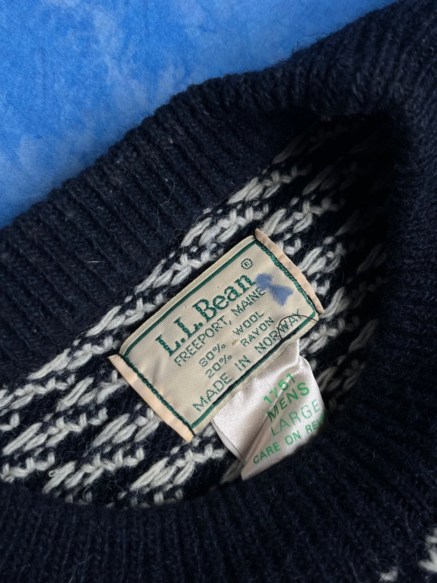 Sweterek Wełniany L.L. Bean Birdseye 90s L | Piggy Boxer Vintage Shop