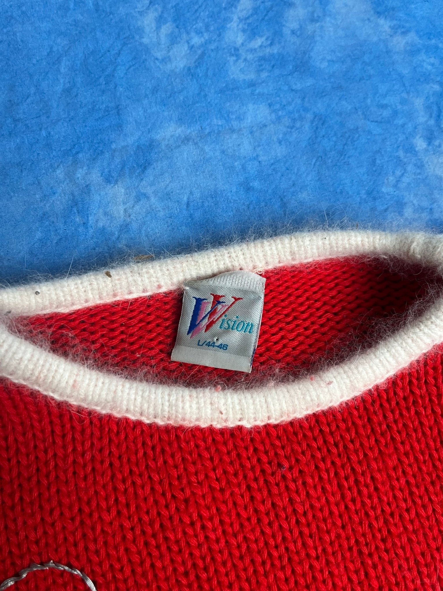 Sweterek Wełniany z Motywem Wsi 90s L | Piggy Boxer Vintage Shop