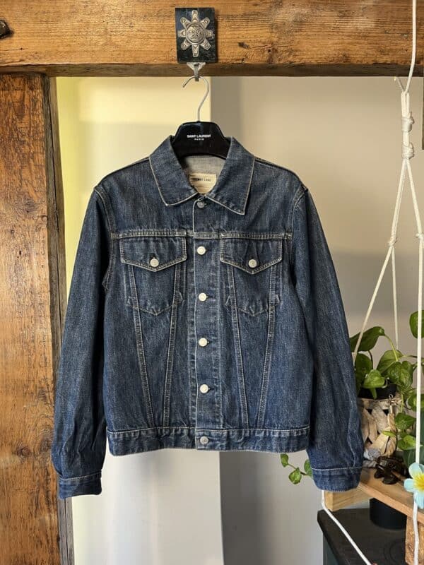 Helmut Lang Vintage Trucker Jacket na białym tle